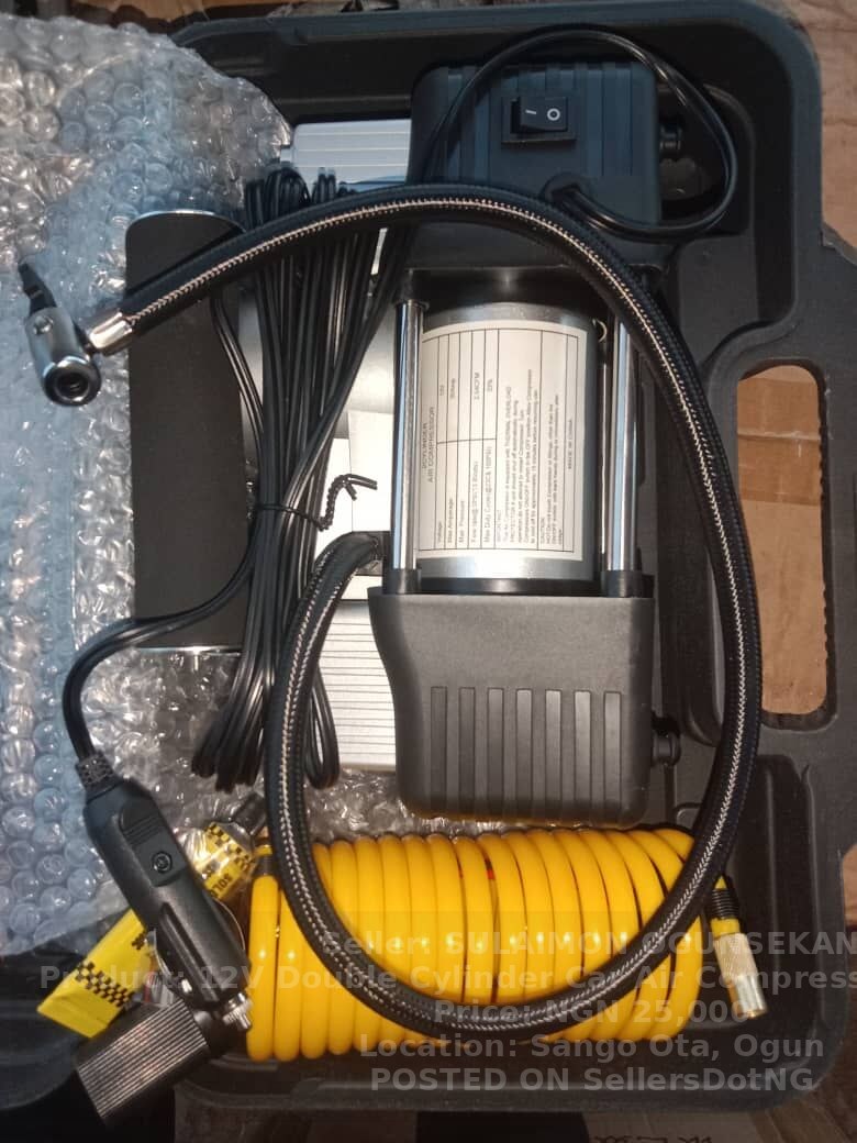 12V Double Cylinder Car Air Compressor With Digital Display &LED Light image - ₦25,000 in Ogun | SellersDotNG