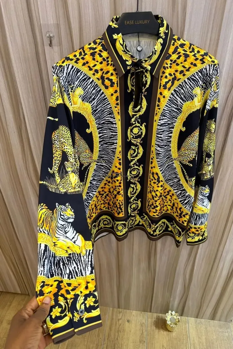 VERSACE WILD CATS PRINT LONGSLEEVE SHIRT - ₦95,000 in Lagos | SellersDotNG