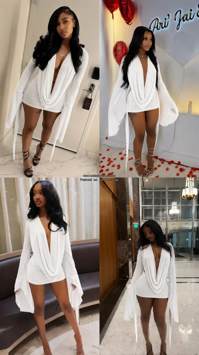 Elegant white drape mini dresss - ₦40,000 in Lagos | SellersDotNG
