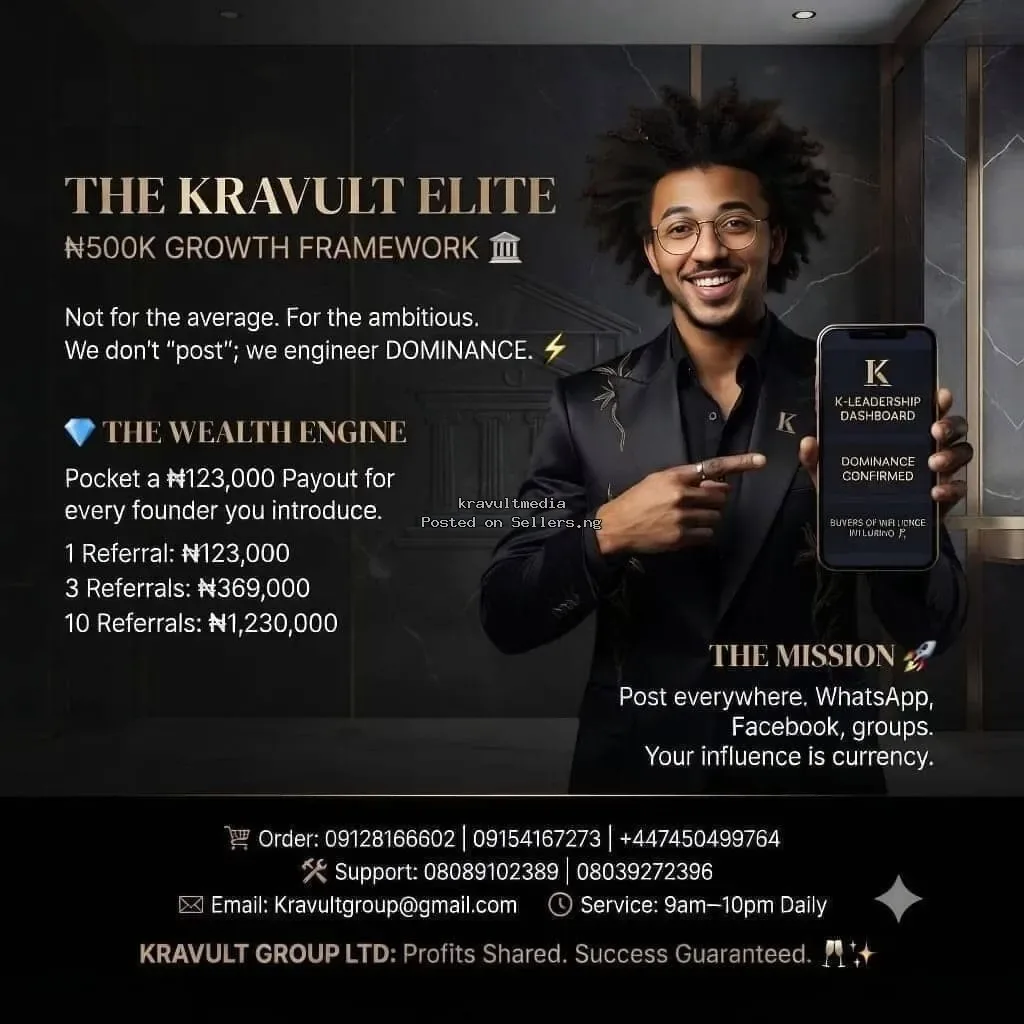 Elite Business Growth & Scaling Framework: Earn ₦123k Commission | Kravult Group - ₦500,000 in Lagos | SellersDotNG